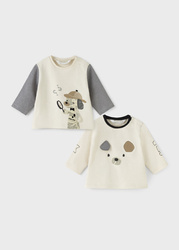 Mayoral Zestaw 2 koszulek dla chłopca rozm. 4-6 m 70 kolor 57 hueso