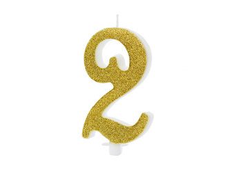 Świeczka urodzinowa 10cm złota Cyfra 2 118553