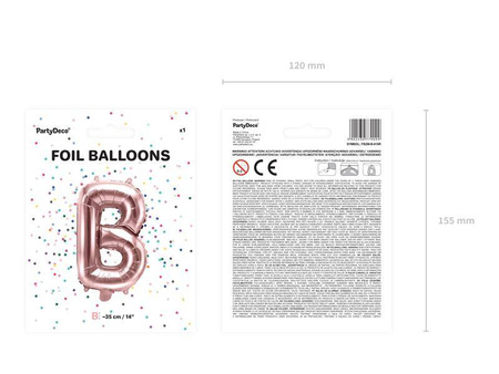 Balon foliowy litera "b", 35cm, różowe złoto
