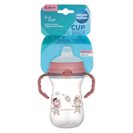 Canpol kubek z silikonowym ustnikiem FristCup 250 ml Bonjour 870000