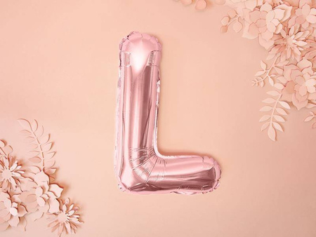 Balon foliowy litera "l", 35cm, różowe złoto