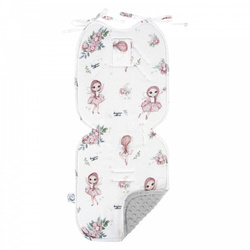 Bambusowa duża wkładka do wózka Wróżki z minky glacier grey rozmiar 86x37cm 418125