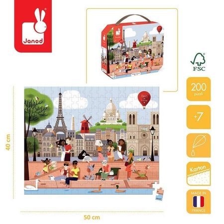 Puzzle w walizce Paryż 200el Made in France Janod 326128