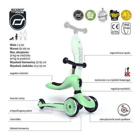 Scootandride jeździk i hulajnoga 2w1 kiwi kol.icecream 2020 1-5lat 963558
