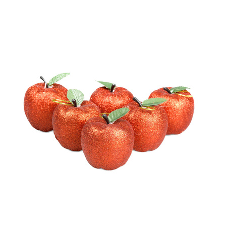 Jabłuszka brokatowe 6szt czerwone 226035