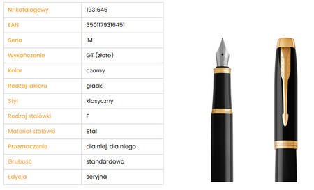 Parker 1931645 Pióro wieczne IM Core GT Czarne 316451