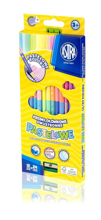 Kredki ołówkowe dwustronne pastelowe 12szt=24kol 133713 astra