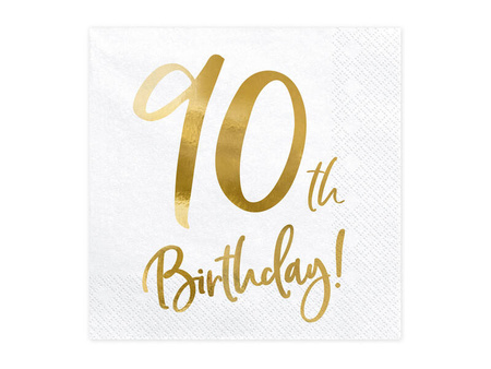 Serwetki 90TH Birthday białe 30x30cm 20szt 109421