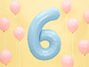 Balon foliowy cyfra 6 jasny niebieski 86cm 795068