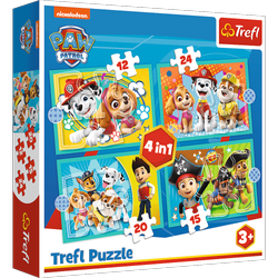 Puzzle trefl 4W1 Wesoła ekipa Psiego Patrolu 343465