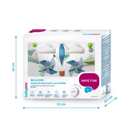 Babyono Karuzelka do łóżeczka z elektroniczną pozytywką Balloons 413494