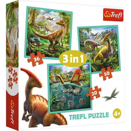 Puzzle trefl 3w1 20,36,50 dinozaury