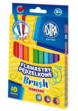 Flamastry okrągłe pędzelkowe 10kol Astra 183107