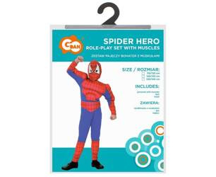 Zestaw dla dzieci Pajęczy bohater z muskułami (kombinezon z muskułami,pas,kaptur) r.120/130cm 671206