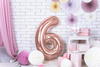 Balon foliowy cyfra "6", 86cm, różowe złoto