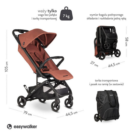 Easywalker Miley 2 Kompaktowy wózek spacerowy z torbą transportową Sunset Red 112962