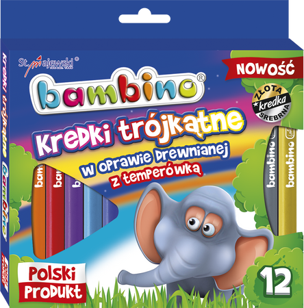 Maj kredki bambino trójkątne w opr.drewn.12kol+temperówka standard