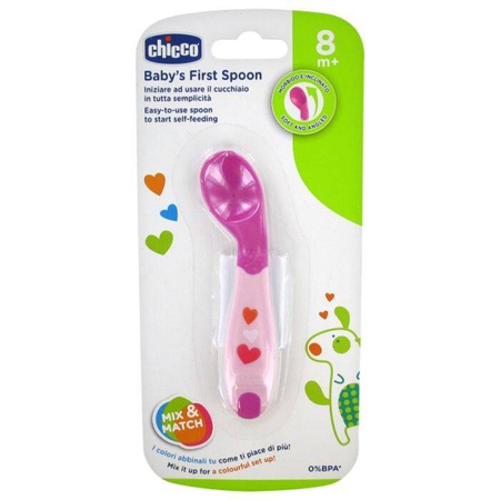 Chicco Pierwsza łyżeczka różowa 8m+ 111084