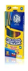 Kredki oł.12kol okr.metaliczne czarne drewno 061600 astra