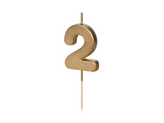 Świeczka urodzinowa Cyferka 2 4,5cm złoty 032316