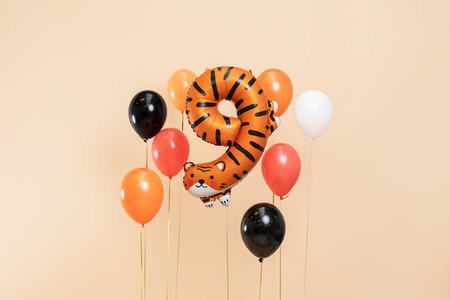 Balon foliowy cyfra 9 Tygrys 64x87cm mix 019447