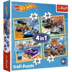Puzzle Trefl 4w1 Pojazdy Hot Wheels 346275