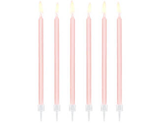 Świeczki urodzinowe gładkie jasny różowy 12szt 14cm 105911