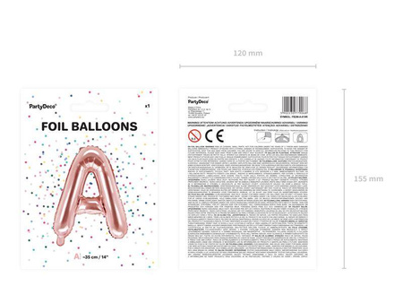Balon foliowy litera "a", 35cm, różowe złoto