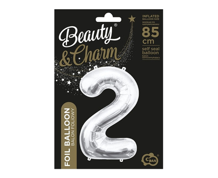 Balon foliowy B&C Cyfra 2 srebrna 85 cm 109436