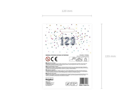 Balon foliowy cyfra 3 srebrny 35cm 772533