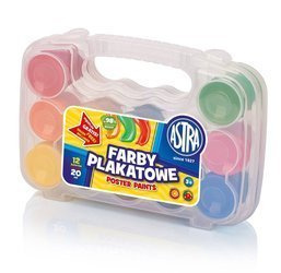Farby plakatowe 12kol 20ml walizka 102481 astra