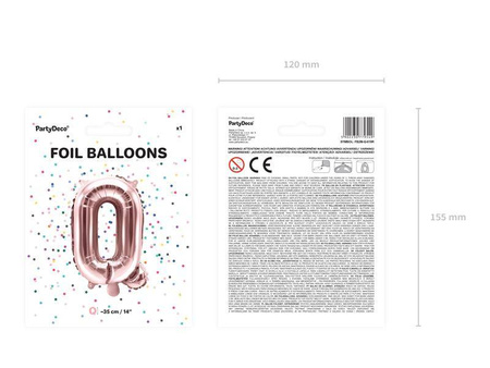 Balon foliowy litera "q", 35cm, różowe złoto