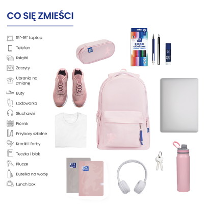 Plecak szkolny Oxford pastel róż 242070