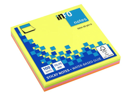 Notes Info tęczowy neon 75mmx75mm 100k 780701