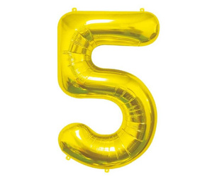 Balon foliowy B&C Cyfra 5 złota 85 cm AA 180985