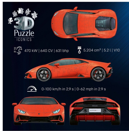 Puzzle Ravensburger 3D Lamborghini Huracan Evo-Arancio 080527