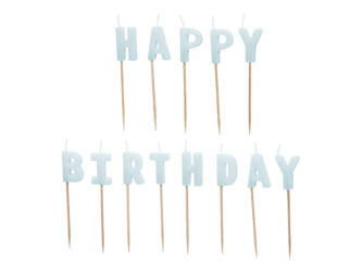 Świeczki urodzinowe Happy Birthday 13szt 2,5cm jasny błękit 067486