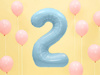Balon foliowy cyfra 2 jasny niebieski 86cm 794986