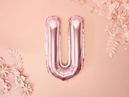 Balon foliowy litera "u", 35cm, różowe złoto