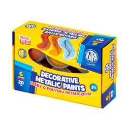 Farby dekoracyjne Astra o połysku metalic. 6 kol x 20ml Standard box 207223