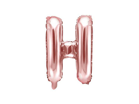 Balon foliowy litera "h", 35cm, różowe złoto