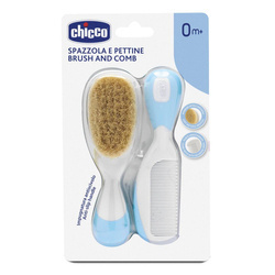 Chicco Szczotka naturalne włosie+ grzebyk niebieski 0M+ 011933