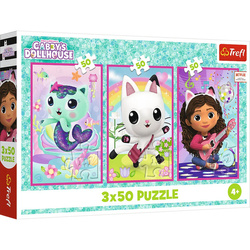 Puzzle Trefl 3x50 Poznajcie Gabby i kotki 348767