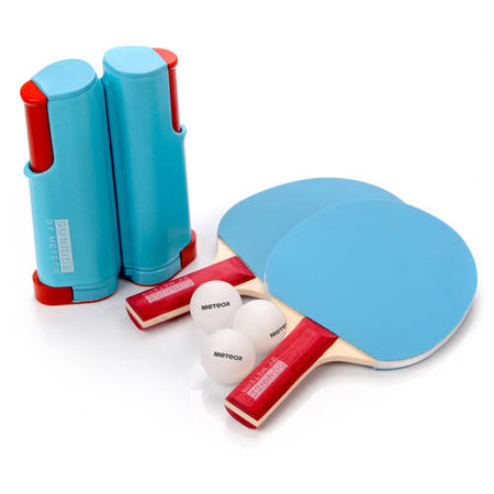 Zestaw do tenisa stołowego Meteor Sunrise Rollnet 2 rakietki + 2 piłeczki 048478