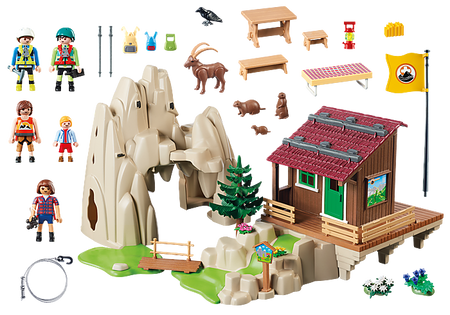 Playmobil 9126 skała do wspinaczki z chatą górską 