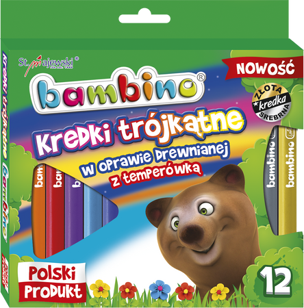 Maj kredki bambino trójkątne w opr.drewn.12kol+temperówka standard
