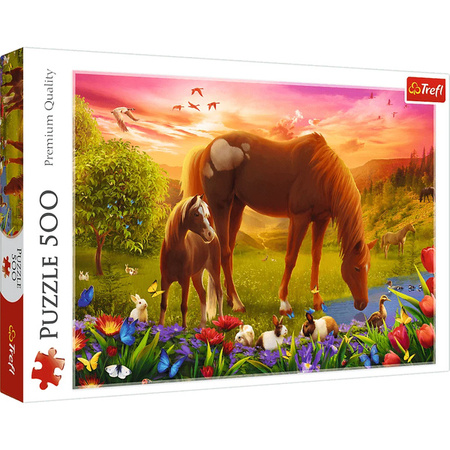 Puzzle Trefl 500 Konie na łące 374513