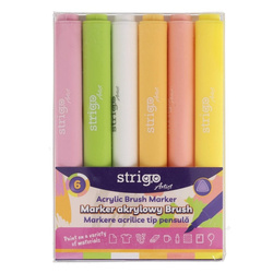Strigo Marker Akrylowy z Końcówką Brush w Trójkątnej Obudowie w 6 kolorach 854256