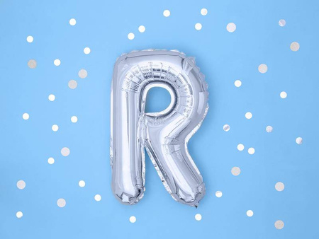 Balon foliowy litera "r", 35cm, srebrny
