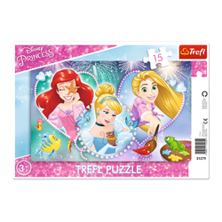 Puzzle trefl 15 ramkowe trzy uśmiechnięte księżniczki disney